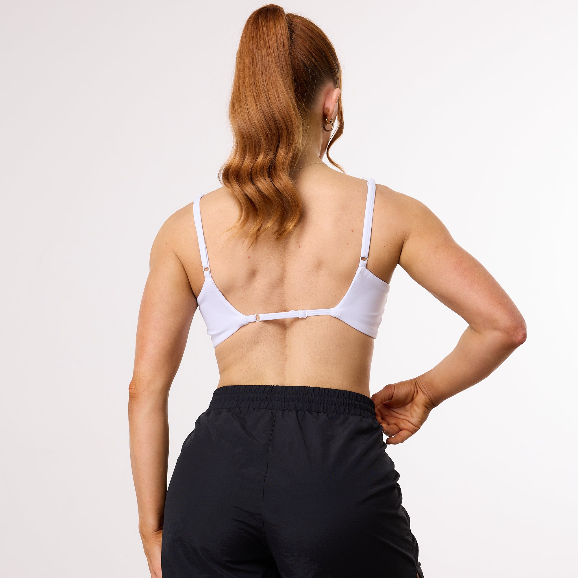 Vanquish Enhance Wimbledon White Minimal Open Back Bra