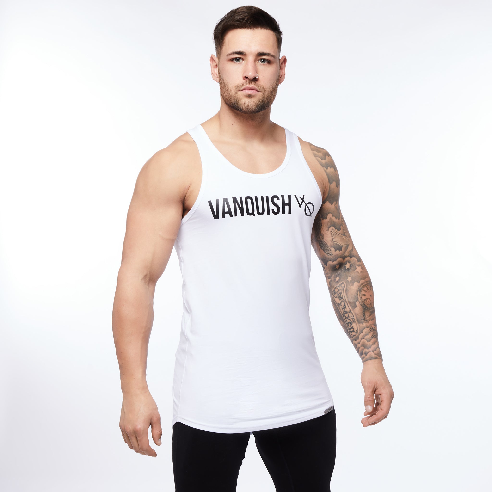 Vanquish Triumph White Longline Tank