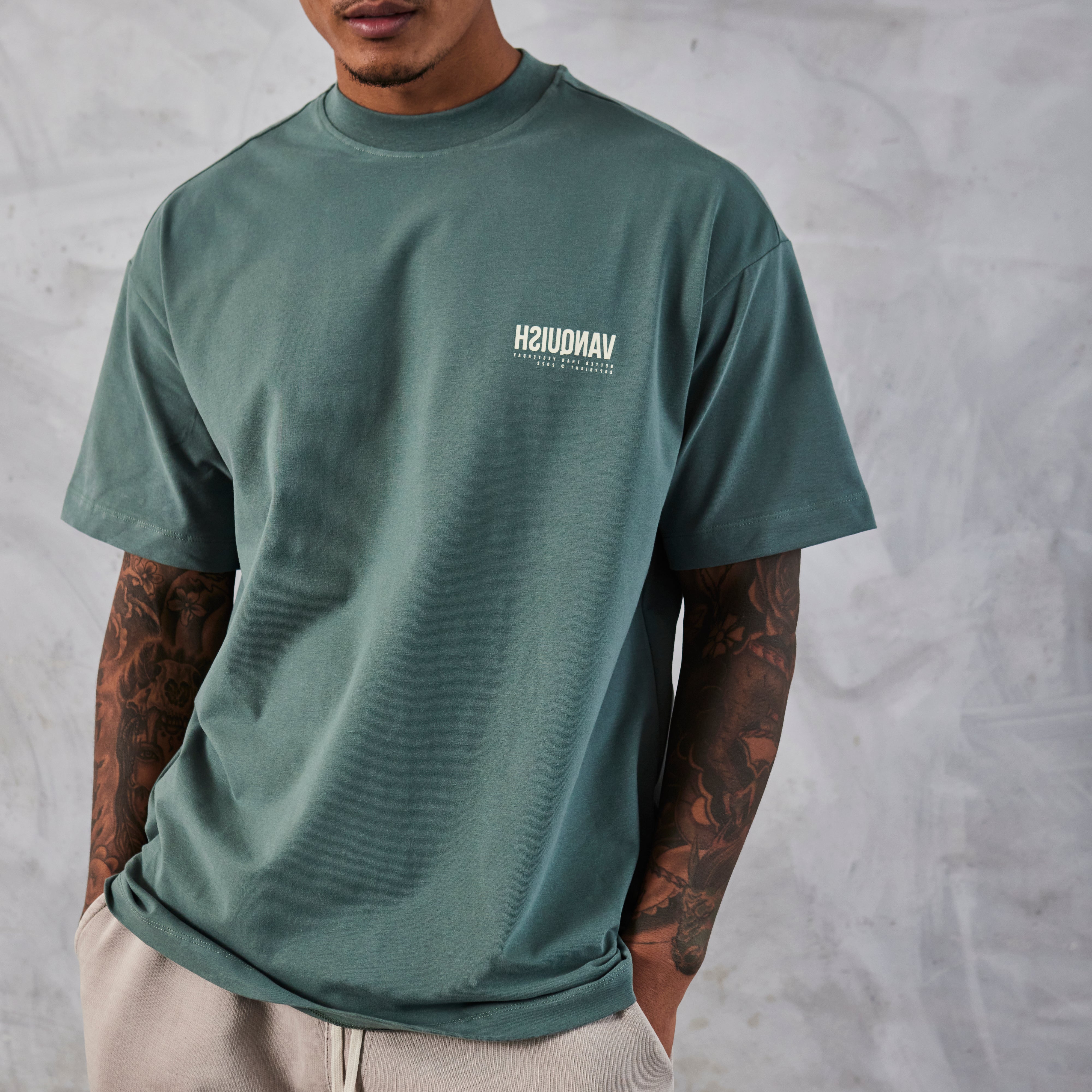 Vanquish Copyright Forest Green Boxy Oversized T Shirt