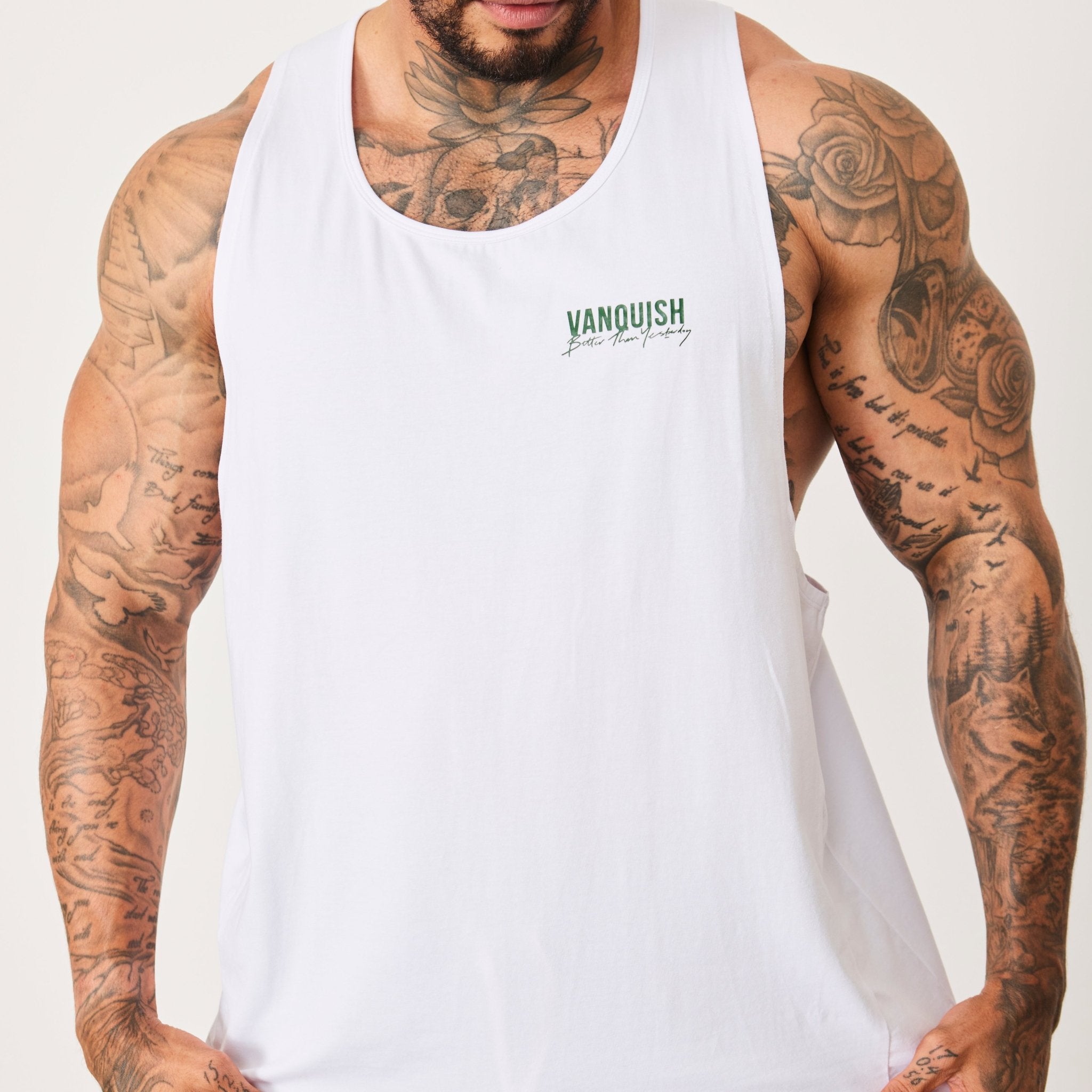 Vanquish BTY White Loose Fit Tank Top - Vanquish Fitness