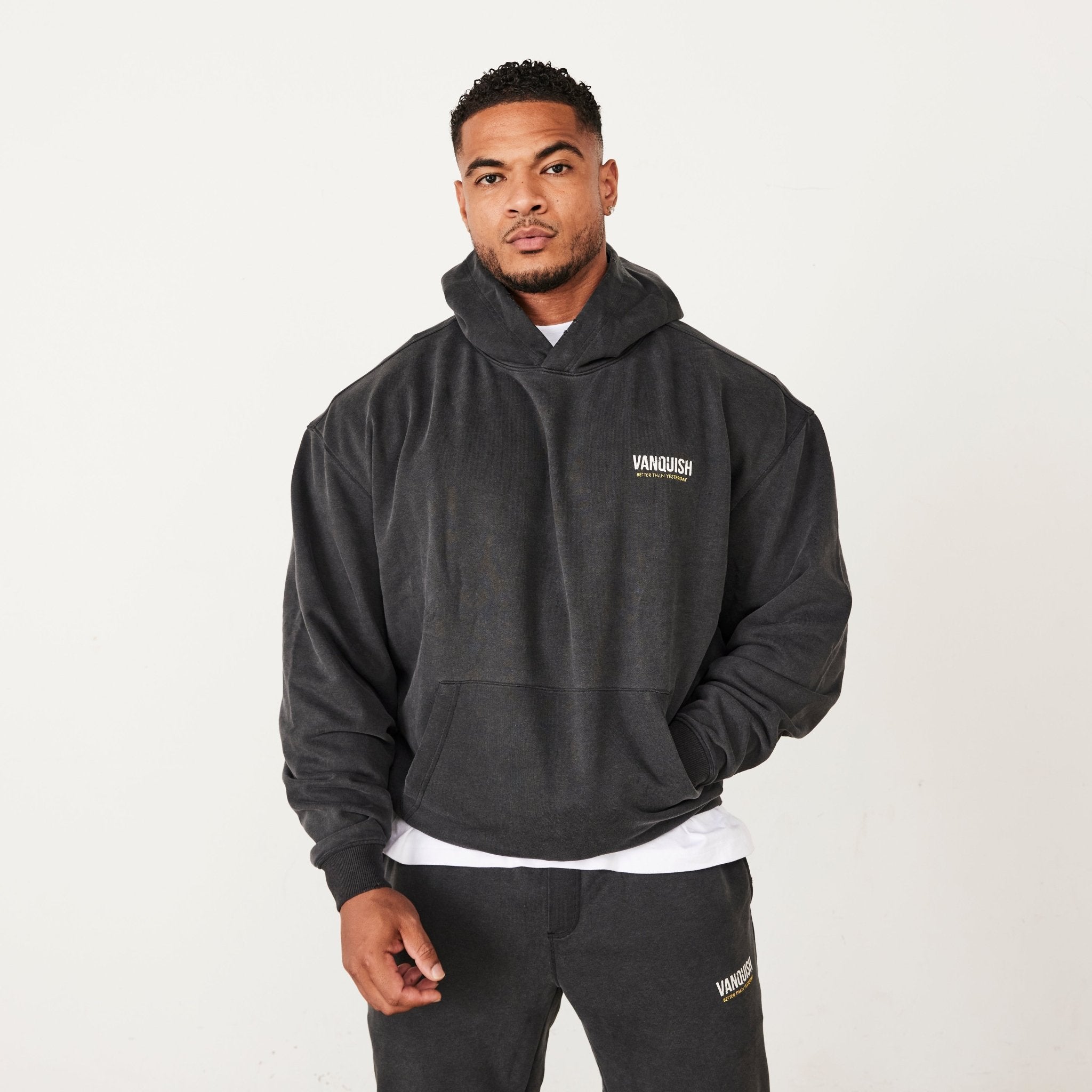 Vanquish Washed Black Oversized Pullover Hoodie